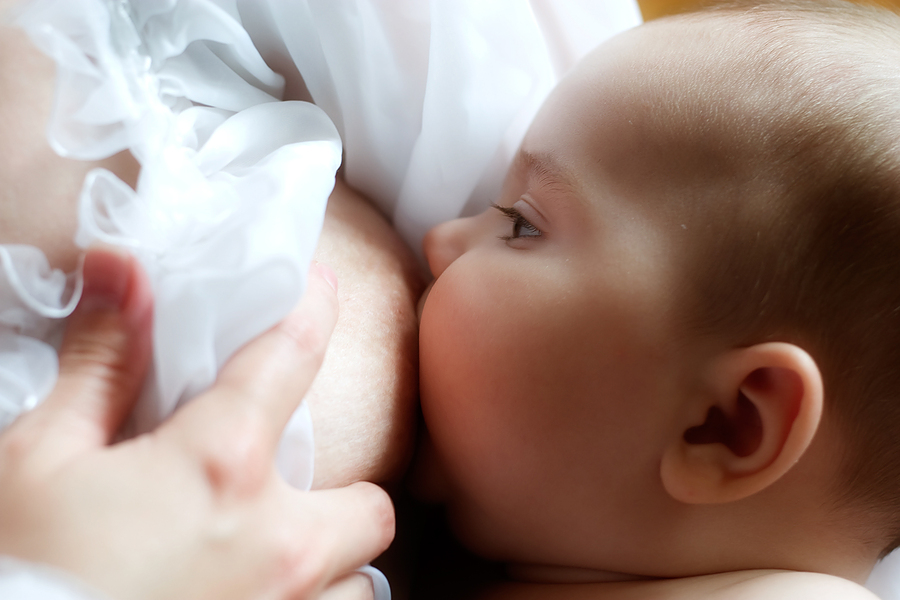 A baby breastfeeding
