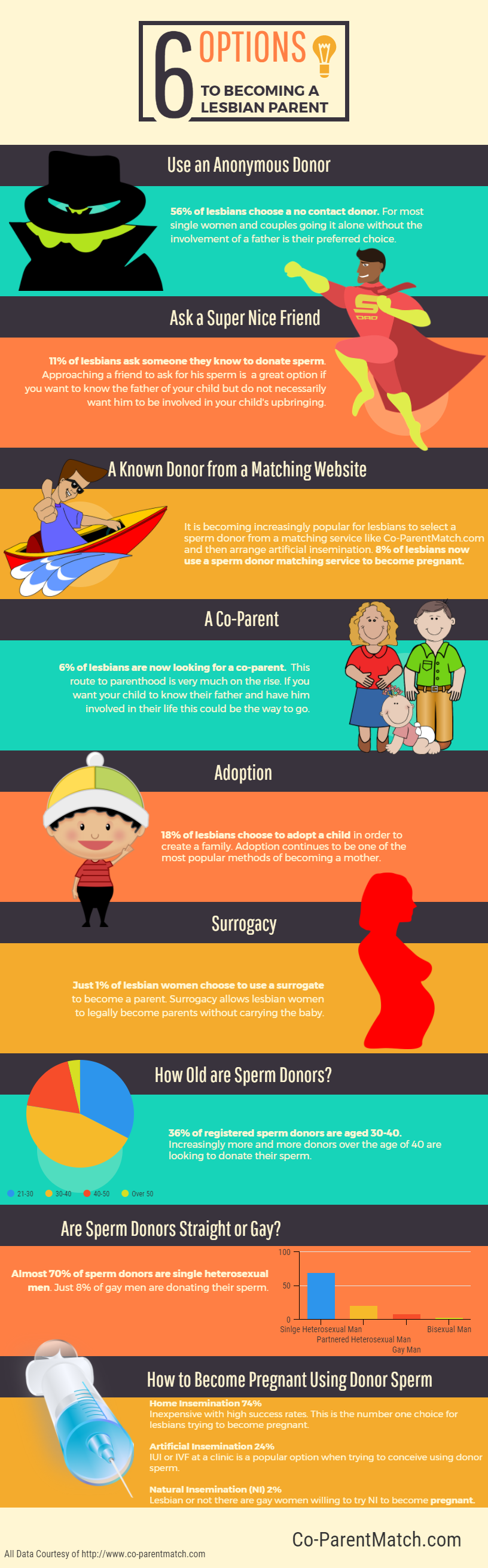 6 Options to Becoming a Lesbian Parent Infographic