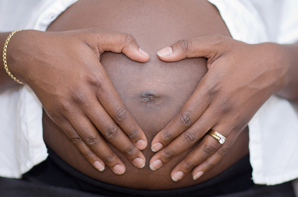black woman pregnant belly