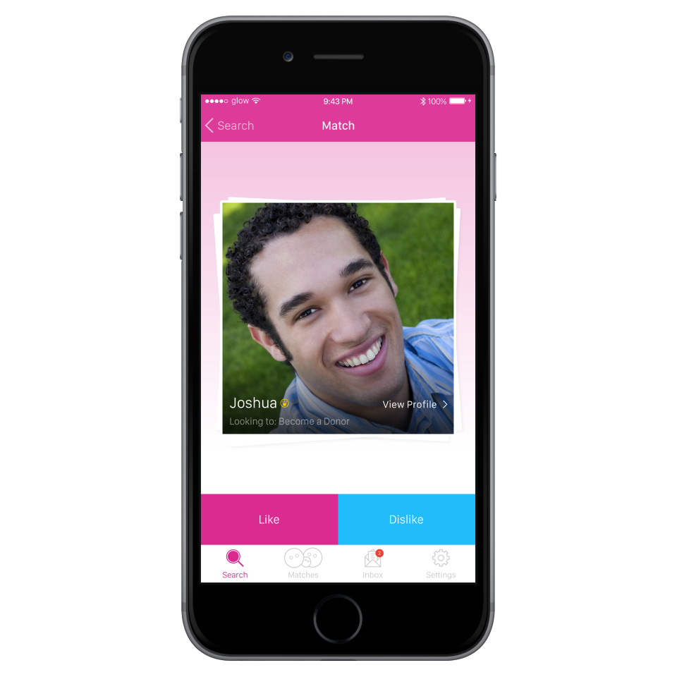 Co-ParentMatch Sperm Donor App on an iPhone