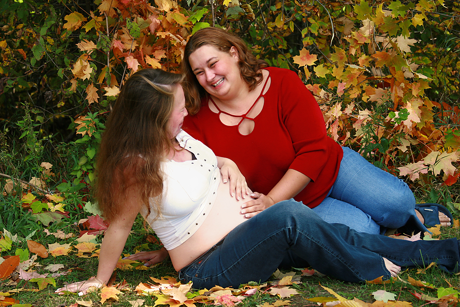 Lesbian parents pregnant belly