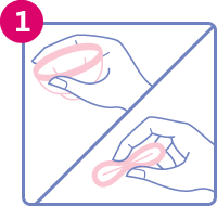 Diagram for step 1 of inserting a soft cup
