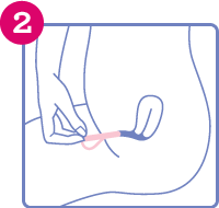Diagram of step 2 for inserting a soft cup