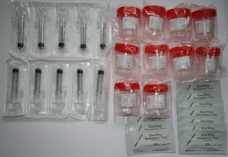 Super deluxe home insemination kit featuring 10 specimen cups, 10 syringes and 10 ovulation tests