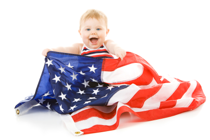 Sperm donor baby with USA flag